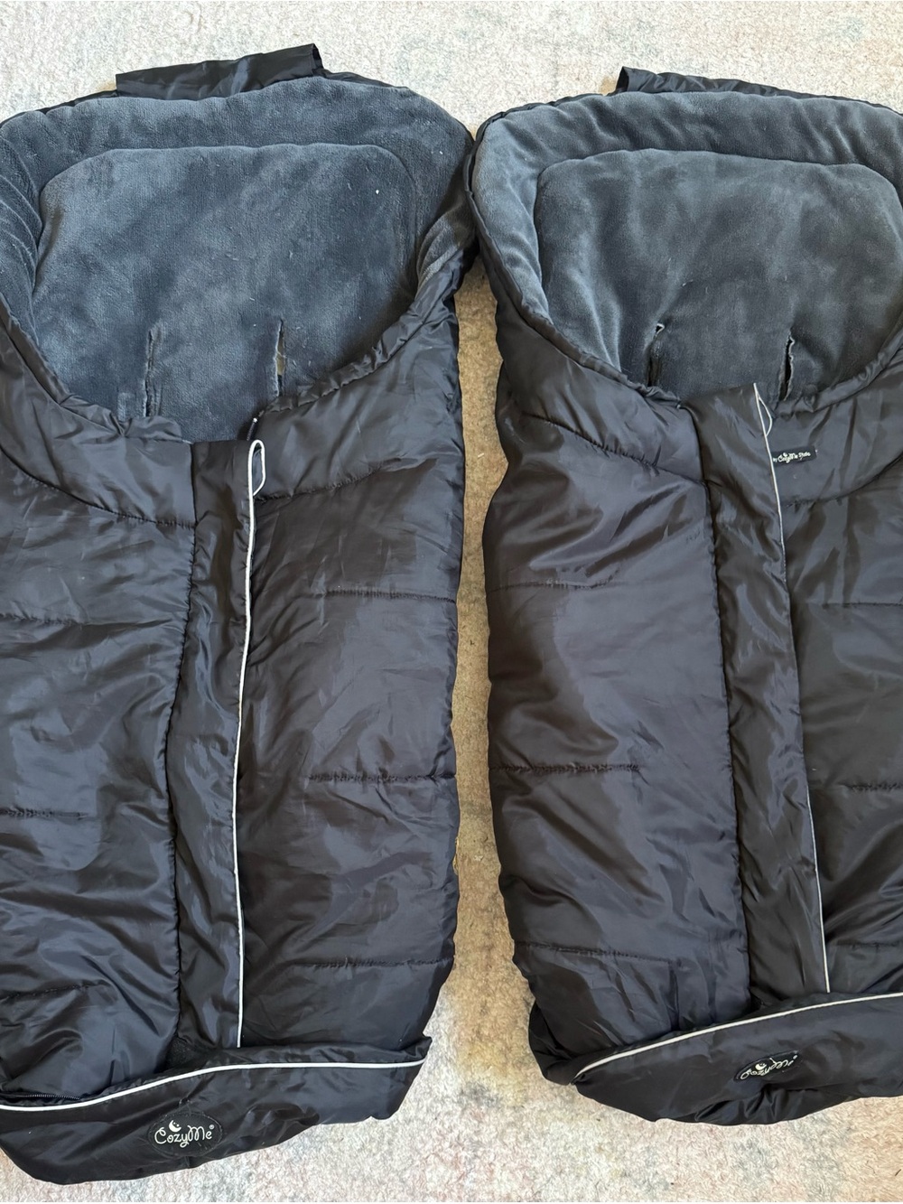 Black CozyMe Padded Footmuff Stroller Bunting (Pair)
